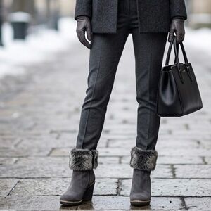 Zigi Soho Gabriel Gray Faux Fur Lined Wedge Ankle Boots Women’s Size 10M